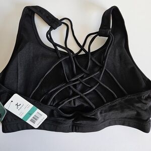 Kapion Black Crisscross Back Sports Bra NWT Size L Yoga Activewear
